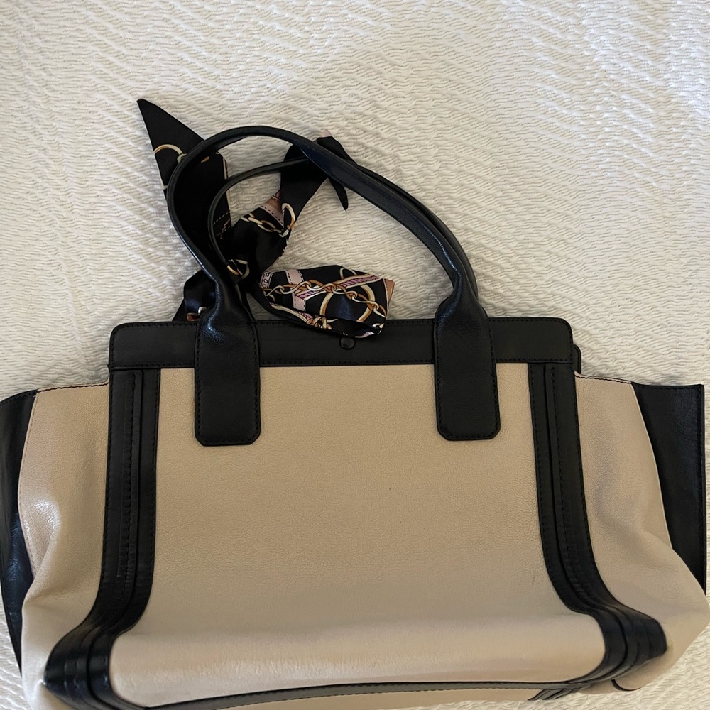 Chloe Black and Cream Tote with Structured Design